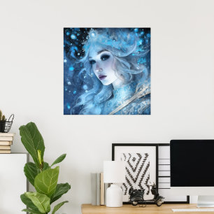 Mystical Ice Queen - Fantasy Winter Goddess Art Poster
