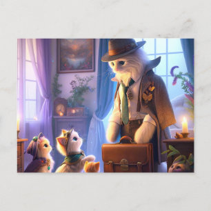 Mystical Kitty geht zur Arbeit Postkarte