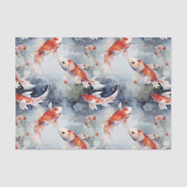 Mystical Koi Fish Pond Decoupage Seidenpapier (Vorderseite)