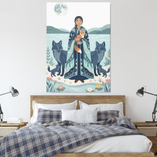 Mystical Lake Guardian Kunstprint - Volkskunst Fra Leinwanddruck