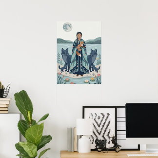 Mystical Lake Guardian Kunstprint - Volkskunst Fra Poster