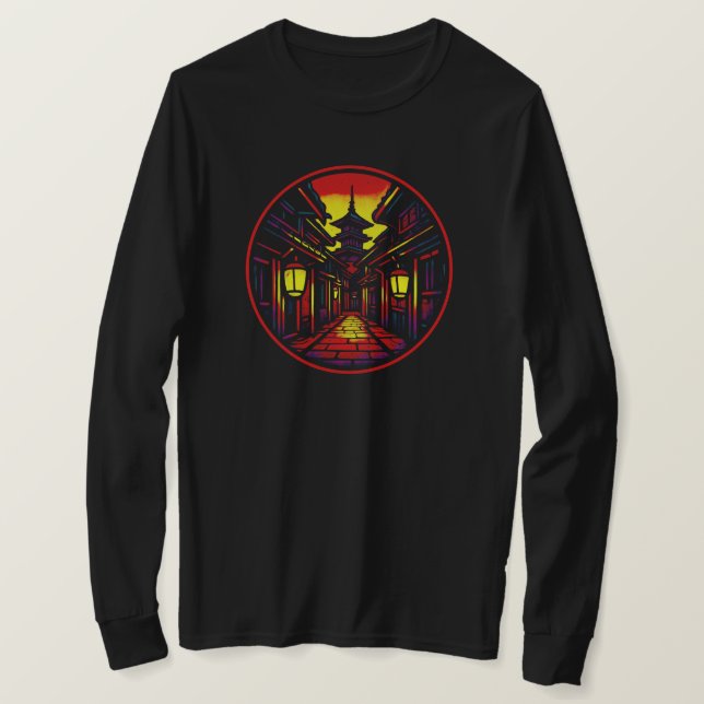 Mystical Lantern Alley - Pagoda | NUR SCHWARZ T-Shirt (Design vorne)