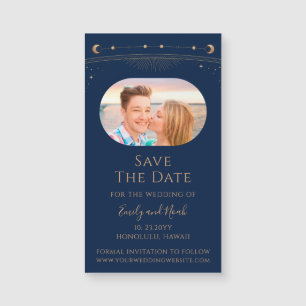 Mystical Lavender Pink Sun Moon Star Save the Date Magnetkarte