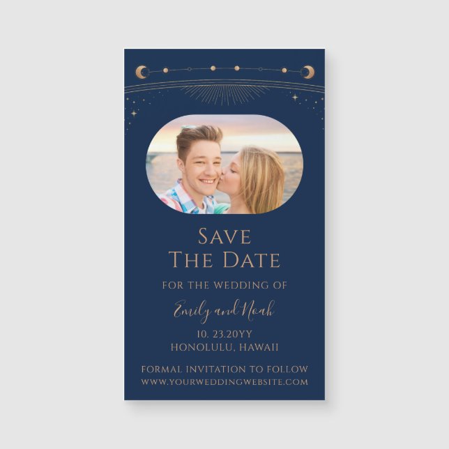 Mystical Lavender Pink Sun Moon Star Save the Date Magnetkarte (Vorderseite)