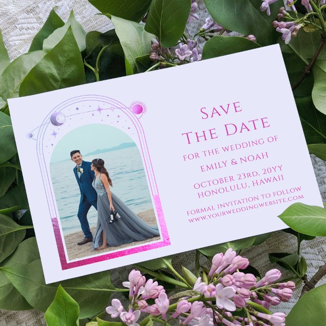 Mystical Lavender Pink Sun Moon Star Space Save The Date (Von Creator hochgeladen)
