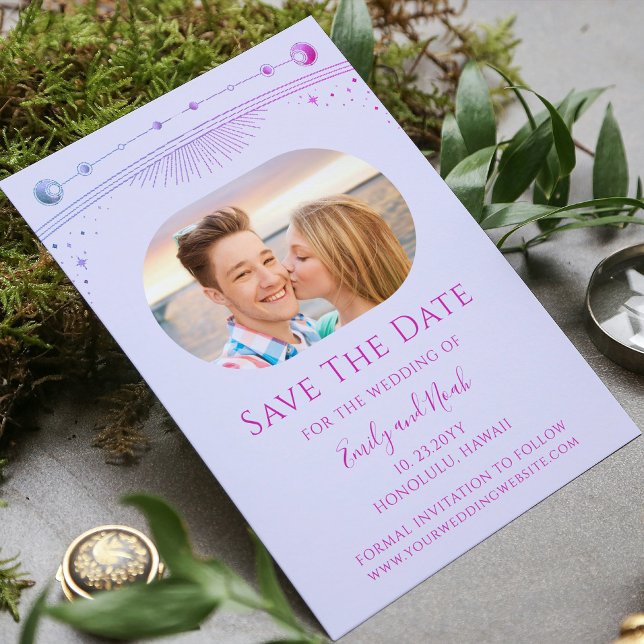 Mystical Lavender Pink Sun Moon Star Space Save The Date (Von Creator hochgeladen)