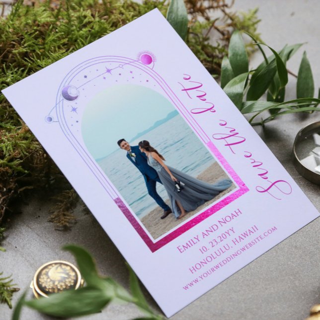 Mystical Lavender Pink Sun Moon Star Space Save The Date (Von Creator hochgeladen)