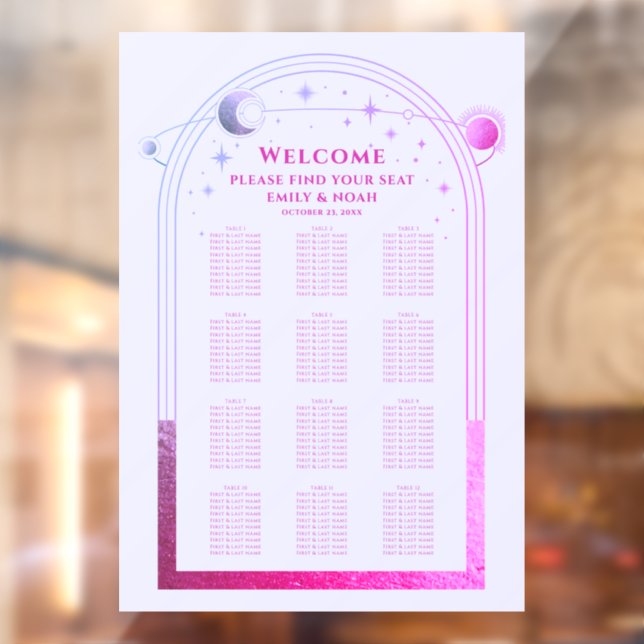 Mystical Lavender Pink Sun Moon Stars Hochzeit Fensteraufkleber (Blatt 2)