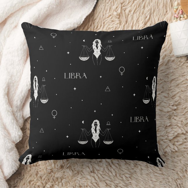 Mystical Libra Zodiac Pattern in Black and White Kissen (Decke)
