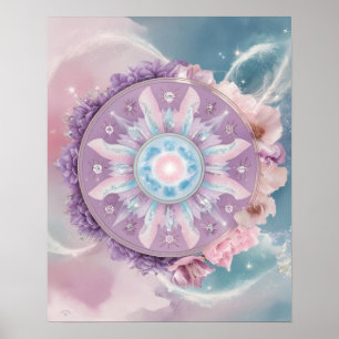 Mystical Lila Zodiac Mandala   Dreamy Astrologie Poster