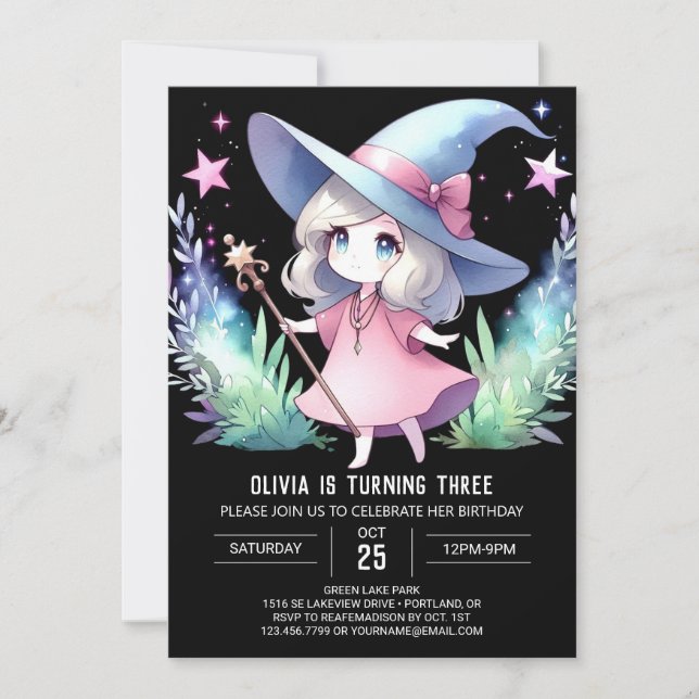 Mystical Little Wizard Geburtstag Einladung (Vorderseite)