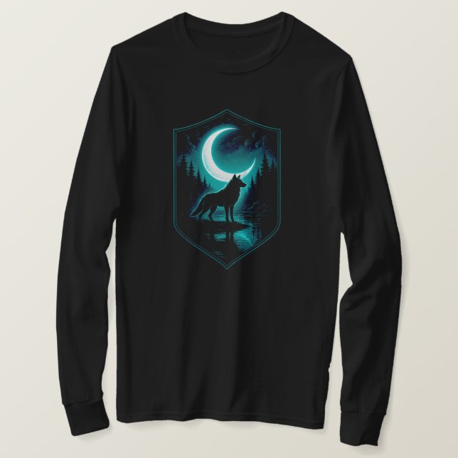 Mystical Lone Wolf von Moonlit River | NUR SCHWARZ T-Shirt (Design vorne)
