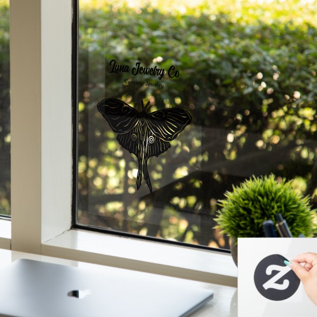 Mystical Luna Moth Business Fensteraufkleber (Büro)