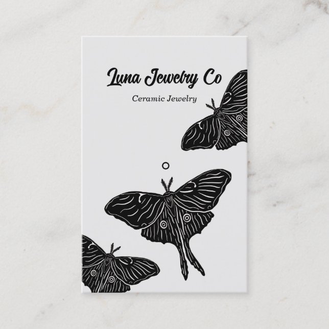 Mystical Luna Moth Juwelier Button Business Card Visitenkarte (Vorderseite)