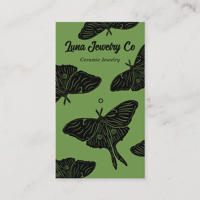 Mystical Luna Moth Juwelier Button Business Card Visitenkarte (Vorderseite)