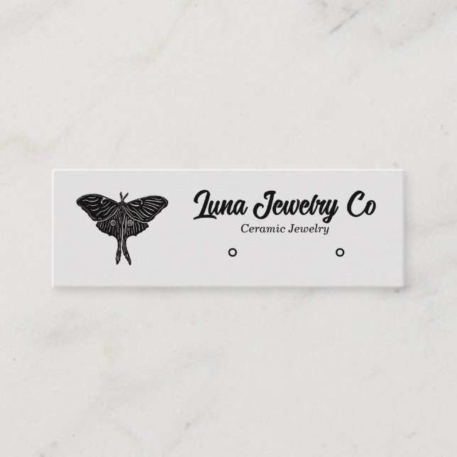 Mystical Luna Moth Juwelry Stud Business Card Mini Visitenkarte (Vorderseite)