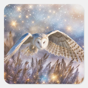 Mystical Magic Holiday Winter Solstice Owl Quadratischer Aufkleber