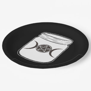 Mystical Magic Moons Mason Jar Halloween-Party Pappteller