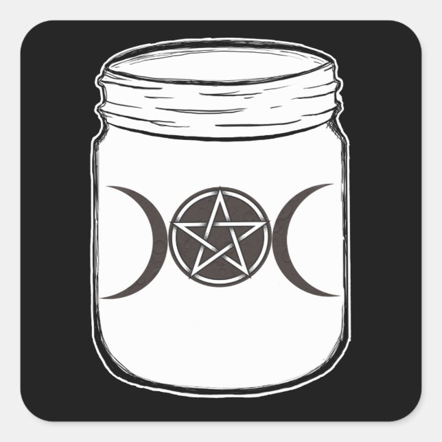 Mystical Magic Moons Mason Jar Halloween-Party Quadratischer Aufkleber (Vorderseite)