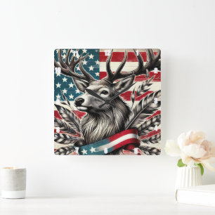 Mystical Majestic Deather Feather Quadratische Wanduhr