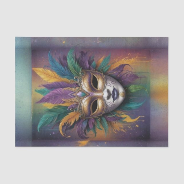 Mystical Mardi Gras Mask Decoupage | lebendig Seidenpapier (Vorderseite)