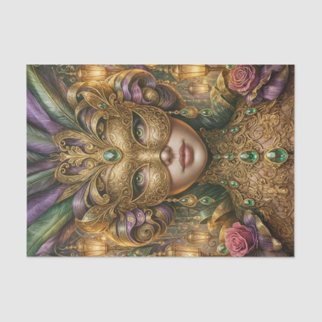 Mystical Mardi Gras Mask Decoupage Paper Seidenpapier (Vorderseite)