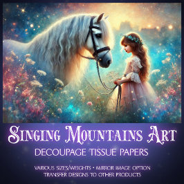 Mystical Meadow Horse and Girl Decoupage Seidenpapier