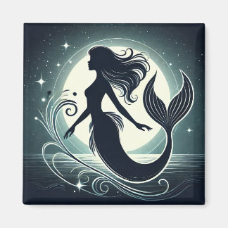 Mystical Mermaid Silhouette Magnet