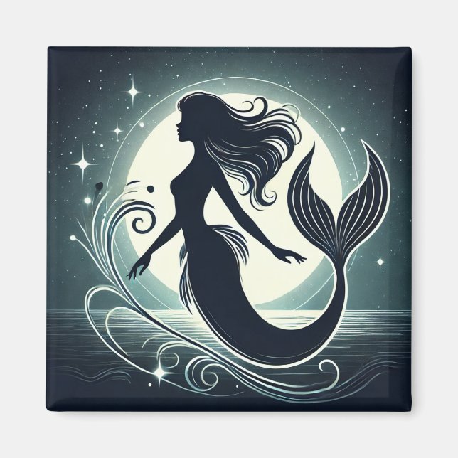 Mystical Mermaid Silhouette Magnet (Vorne)