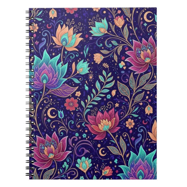 Mystical Midnight Lotus Garden Notizblock (Vorderseite)