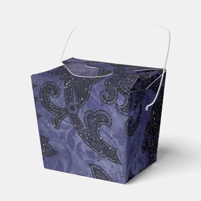 Mystical Midnight Sky Lila und Black Damask Geschenkschachtel (Vorderseite)
