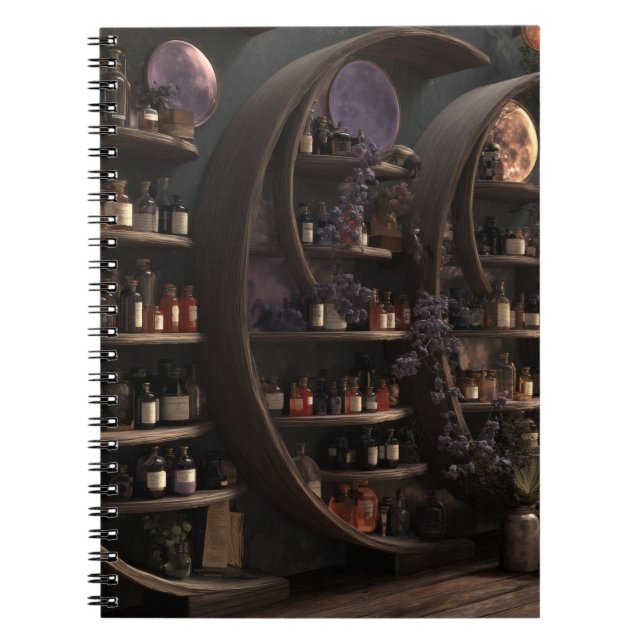 Mystical Moon Apothecary Shelary Notebook Notizblock (Vorderseite)