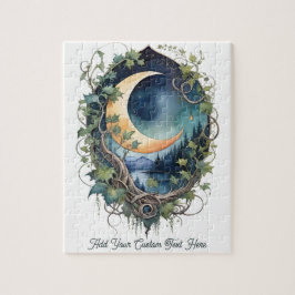 Mystical Moon & Vines Night Sky Custom Text Puzzle