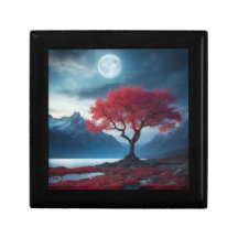 Mystical Moon Wooden Juwelen Keepake Box