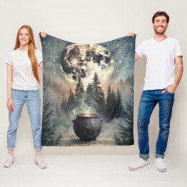 Mystical Moonlit Forest Cauldron - Hexchy Magic Ar Fleecedecke