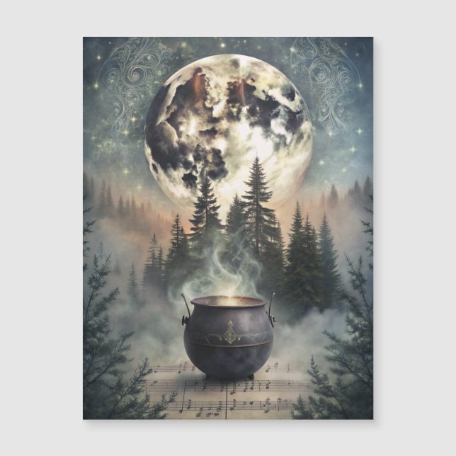 Mystical Moonlit Forest Cauldron - Hexchy Magic Ar Magnetkarte (Vorderseite)
