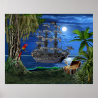 Mystical Moonlit Pirate Ship