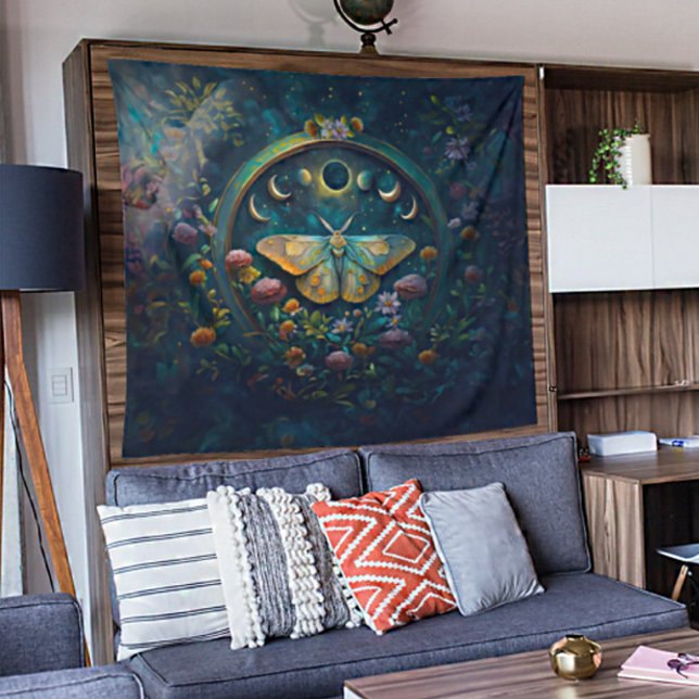 Mystical Moth and Moon Phases Portal Art LARGE Wandteppich (Von Creator hochgeladen)