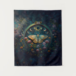Mystical Moth and Moon Phases Portal Art Wandteppich