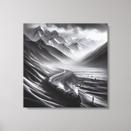 Mystical Mountain Rails: Odyssey eines Dampfzuges Leinwanddruck