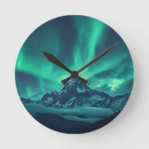 Mystical Night Sky Clock - Anpassbare arktische Si Runde Wanduhr