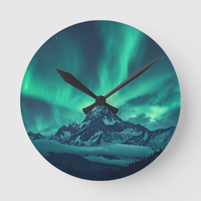 Mystical Night Sky Clock - Anpassbare arktische Si Runde Wanduhr (Vorderseite)