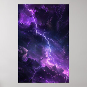 Mystical Night Sky mit Lila Blitzgerät Poster