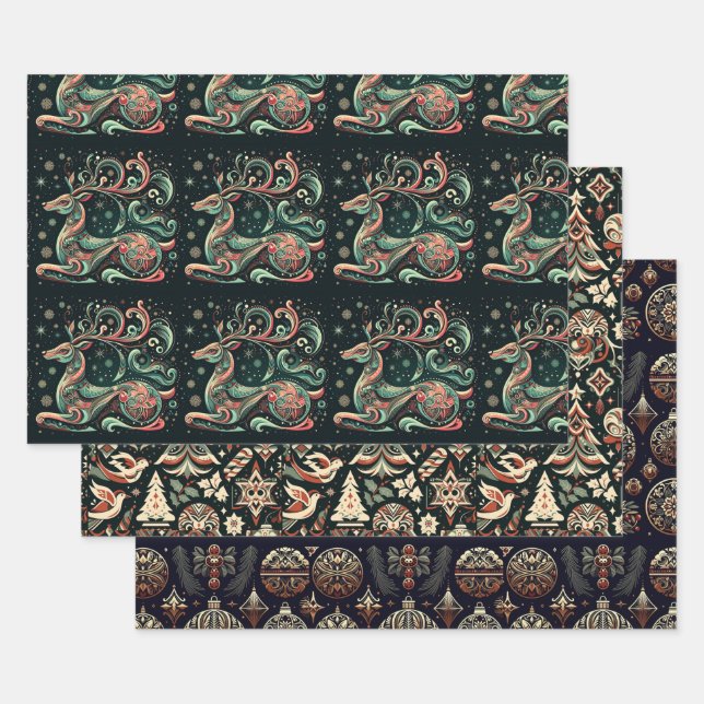 Mystical Noir: Künstlerisch dunkles Weihnachtsbuch Geschenkpapier Set (Set)
