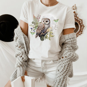 MYSTICAL OWL & Luna Moth T - Shirt, Forest Bird te T-Shirt