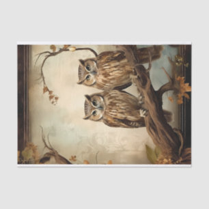 Mystical Owls Sepia Style Decoupage Seidenpapier