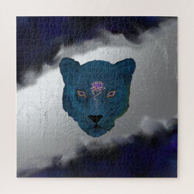 Mystical Panther mit Geode Puzzle (Vertikal)