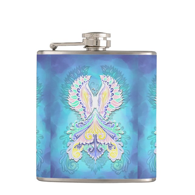 Mystical Pastel Butterfly | Ethereal Boho Fantasy Flachmann (Vorderseite)