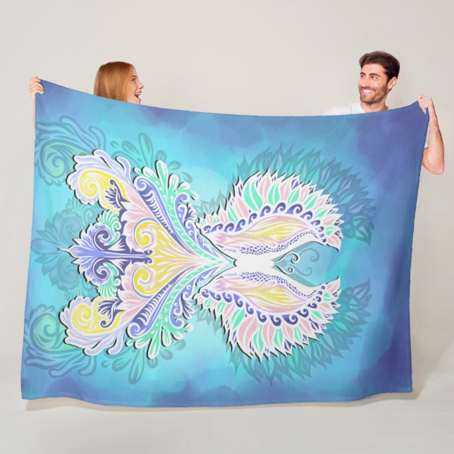 Mystical Pastel Butterfly | Ethereal Boho Fantasy Fleecedecke (Beispiel)