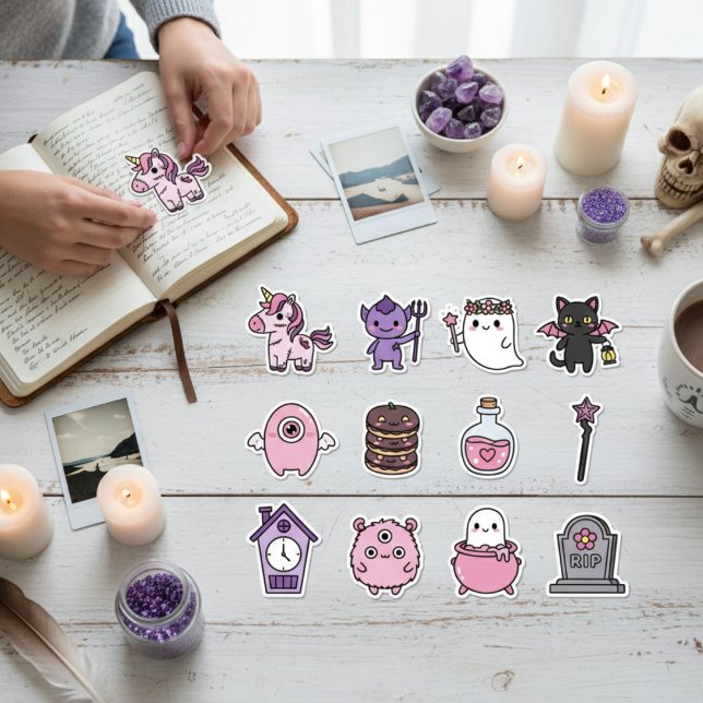 Mystical Pastel Haunts Sticker Pack (Enchanted Unicorns & Spooky Cute Monsters)